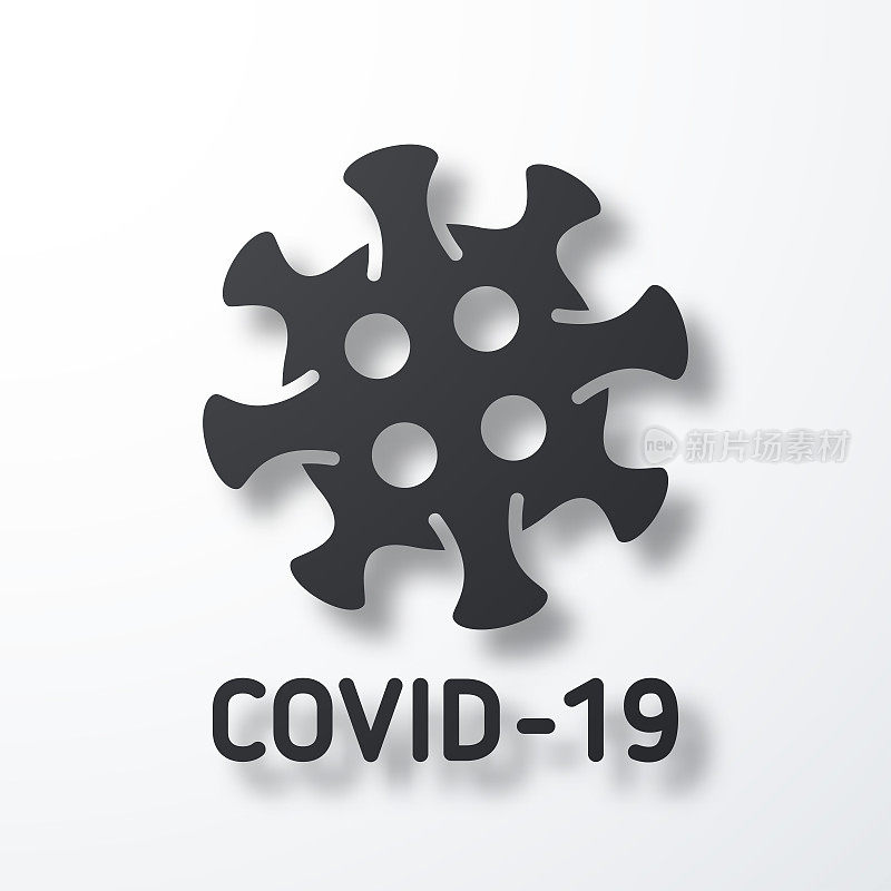 COVID-19细胞。白色背景上的阴影图标