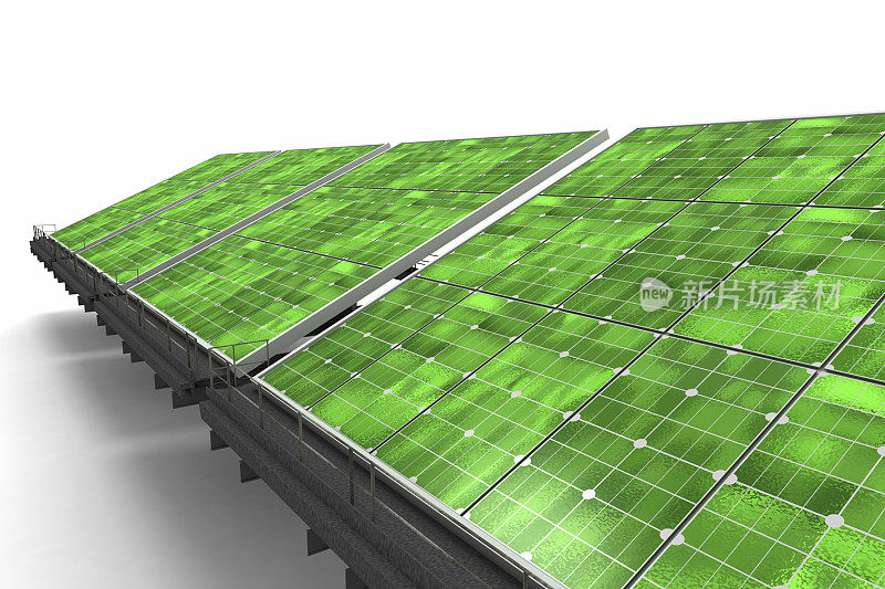 绿色太阳能电池板的细节