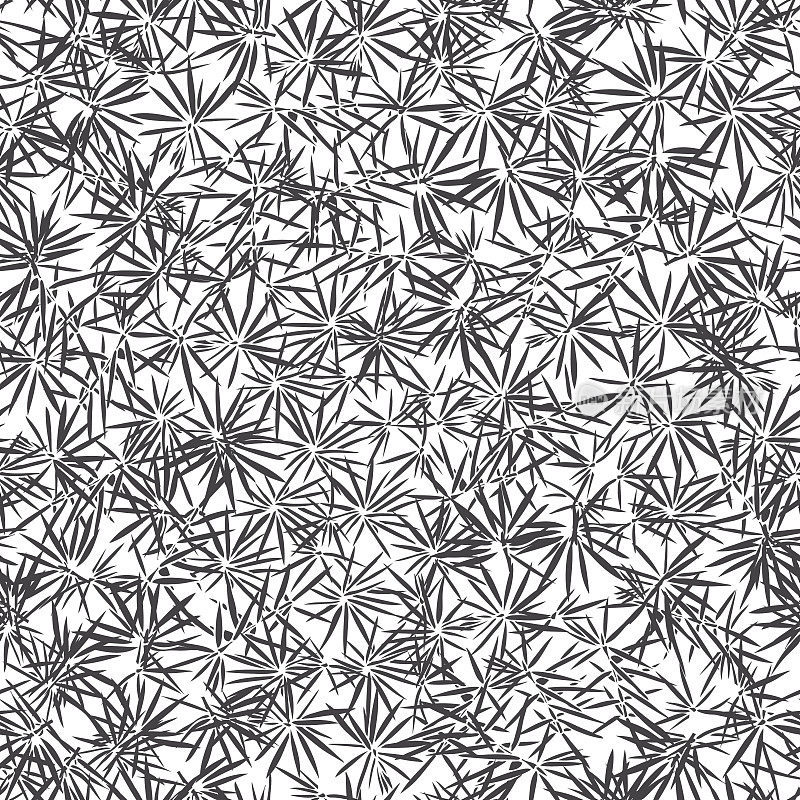 针叶树纹理。无缝的矢量模式。黑白插图。