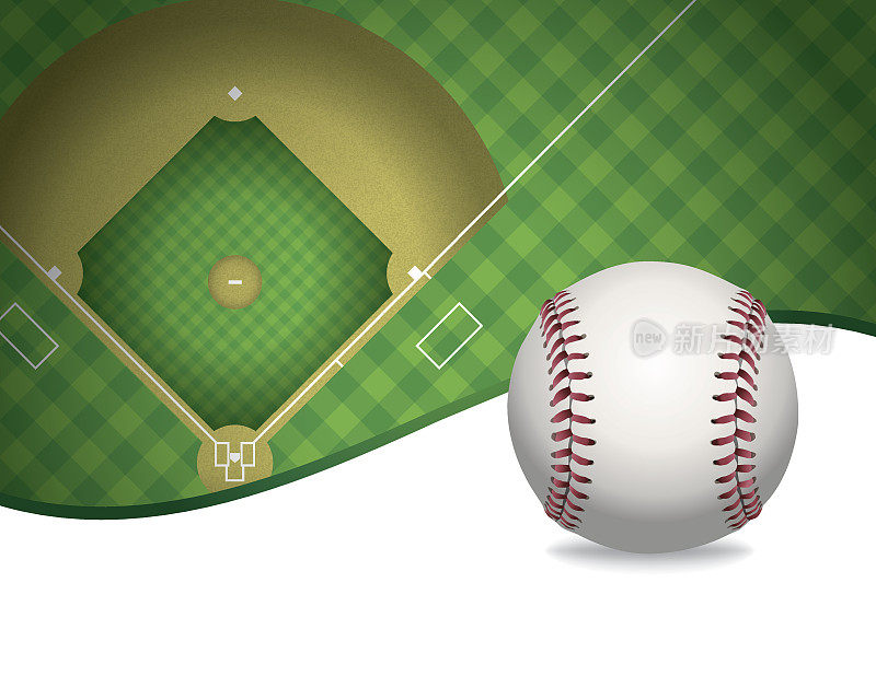 矢量棒球和棒球场背景插图