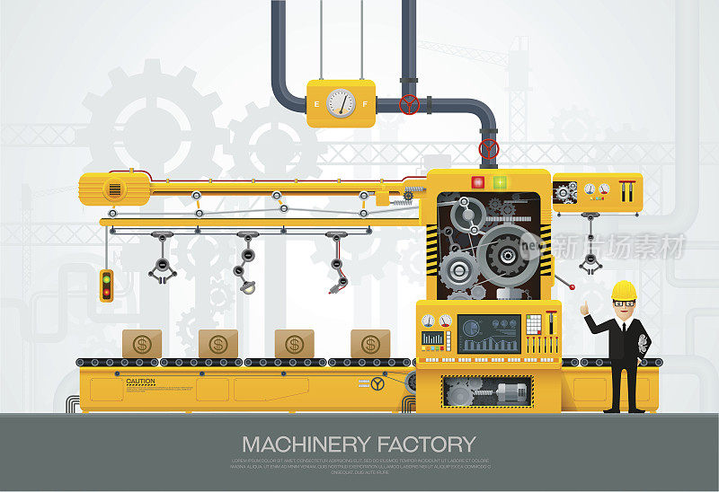工业机械制造厂建设设备工程矢量