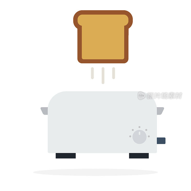 烤面包机与跳跃面包矢量平面隔离