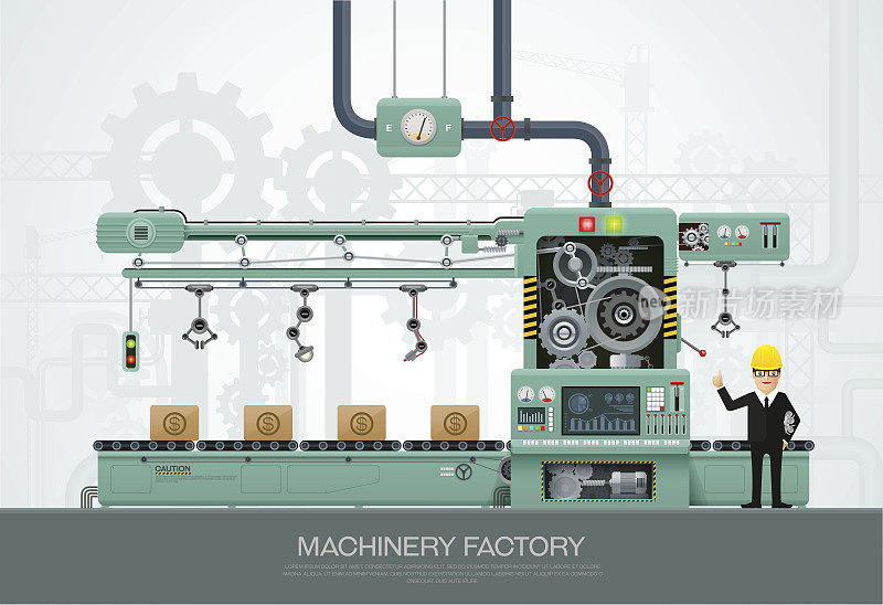 工业机械制造厂建设设备工程矢量