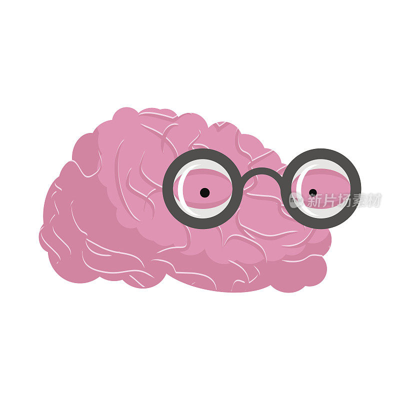 大脑的眼镜。人类大脑的天才。理论家的思想