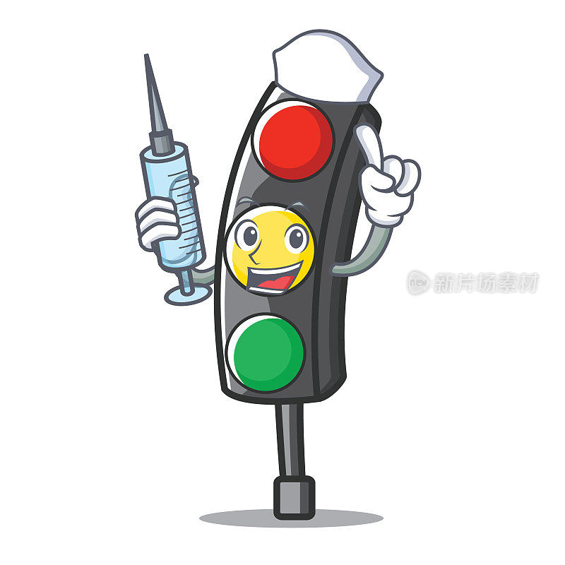 护士红绿灯人物卡通
