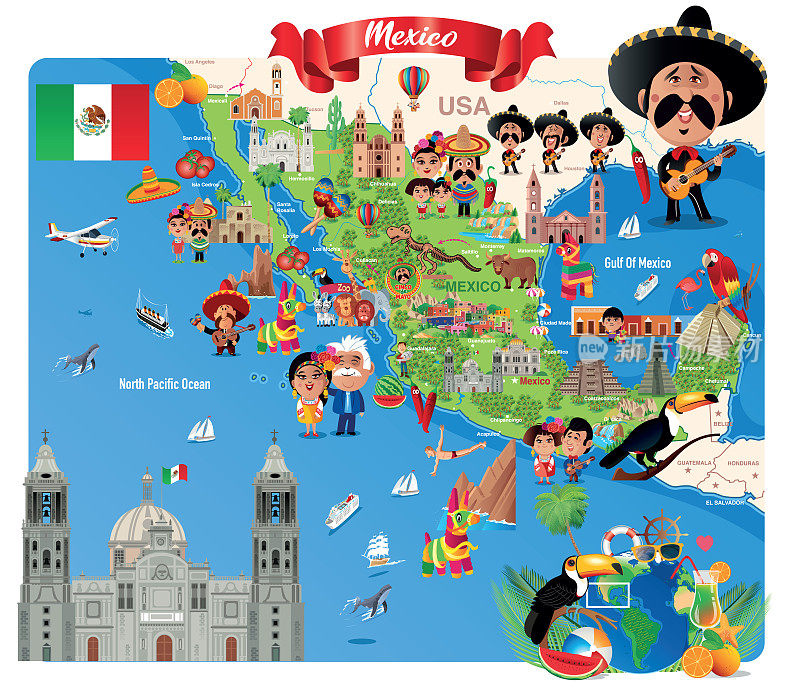 墨西哥卡通地图