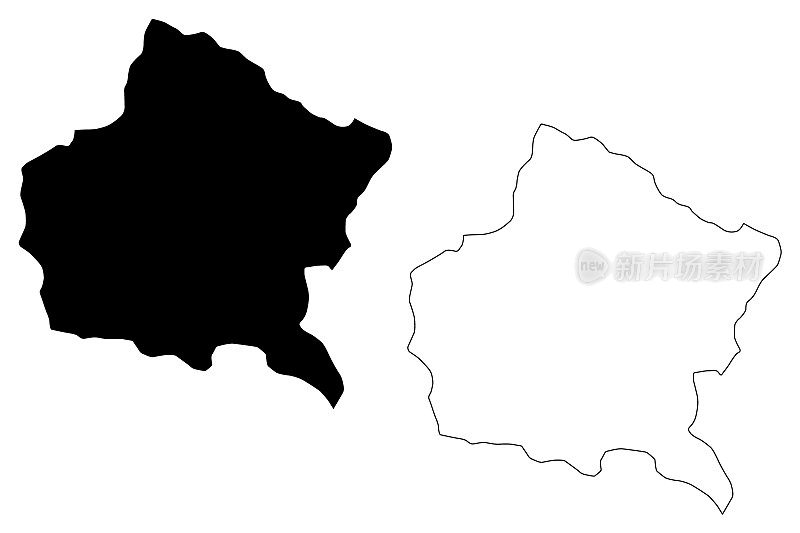 圣胡安省(多米尼加共和国，伊斯帕尼奥拉岛，多米尼加共和国诸省)地图矢量插图，圣胡安地图草稿