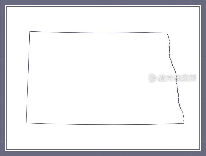 北达科他州轮廓矢量地图制图