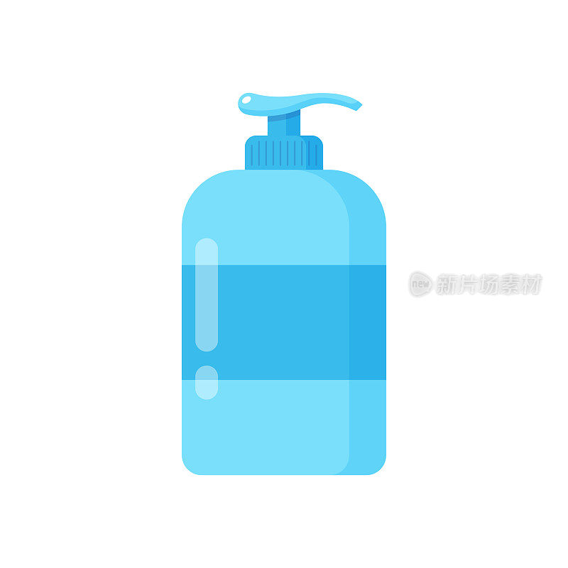 液体肥皂和分配器图标。洗手的肥皂，消毒剂，卫生概念矢量设计的白色背景。