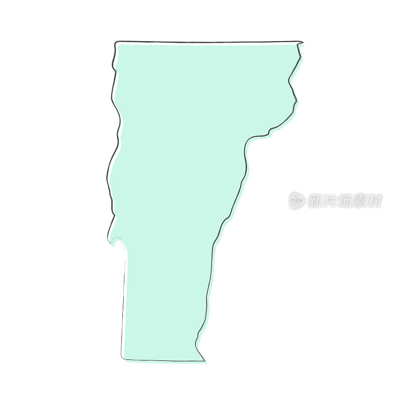 佛蒙特州地图手绘在白色的背景-时尚的设计