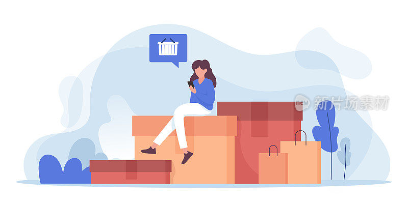 电子商务，网上购物，数字营销相关的现代矢量插图