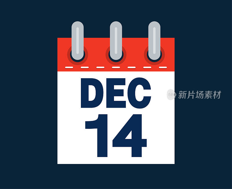 这个月的日历日期是12月14日