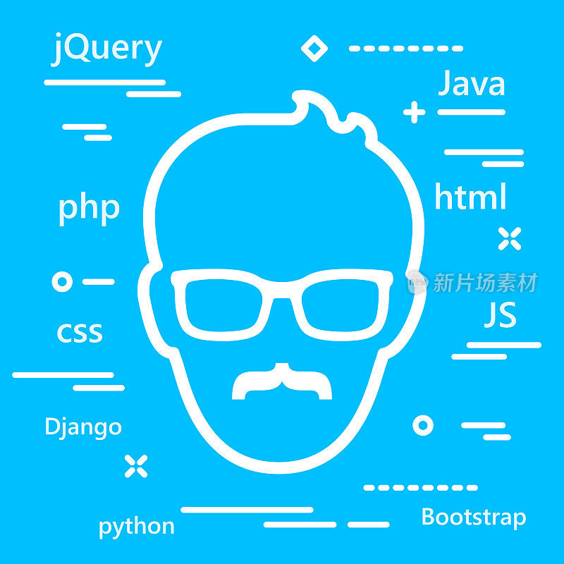 高级程序员头图标与编程语言的web开发