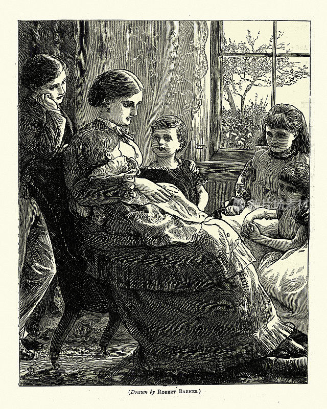 维多利亚时代的母亲和她的孩子们，一个广为流传的故事