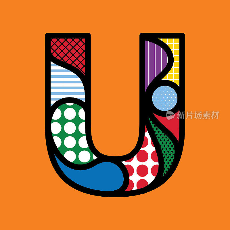 色彩丰富的流行艺术风格字母矢量图形