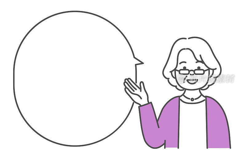 插图素材老年女性中年演讲气球