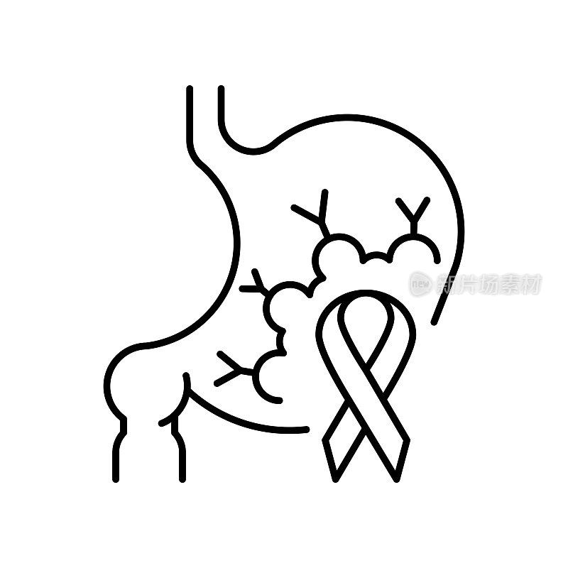 胃病症状(癌症)。行图标的概念