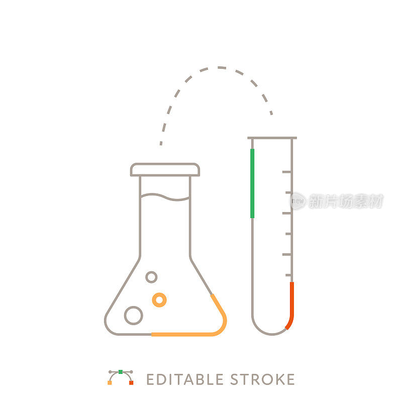 具有可编辑Stroke的试管多色线图标