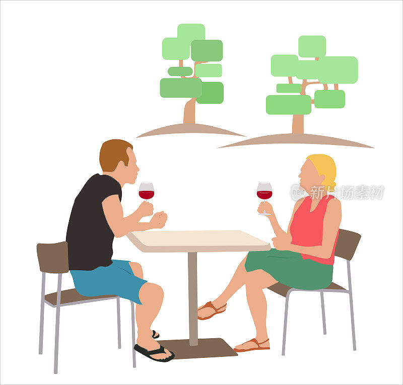 夫妇与树共饮美酒
