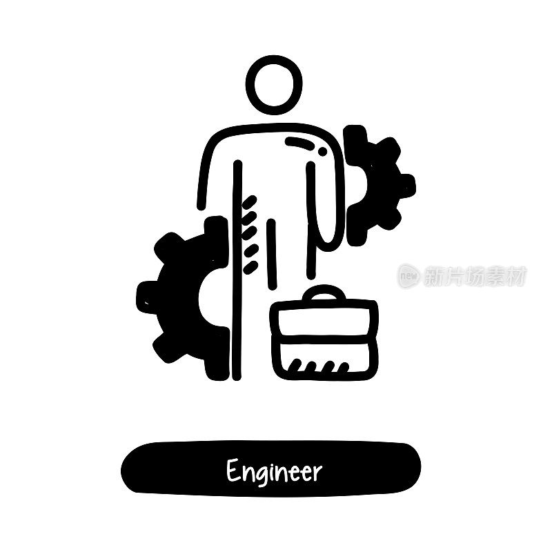 工程师图标。潮流风格矢量插图符号
