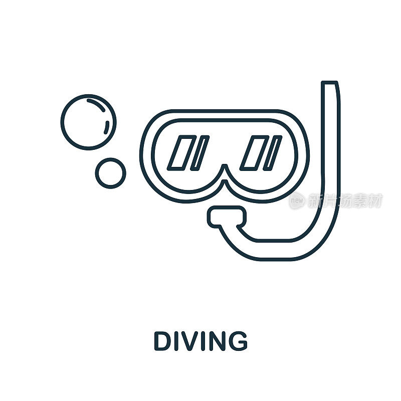 潜水图标。来自假期收藏的简单插图。创意潜水图标为网页设计，模板，信息图和更多