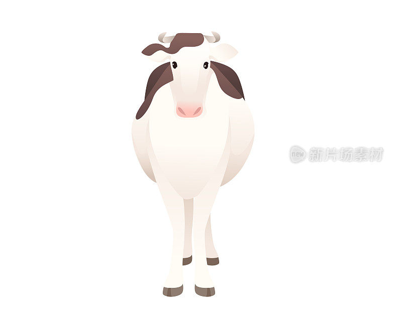 奶牛埃尔郡奶牛斑点家养哺乳动物卡通设计矢量插图在白色背景