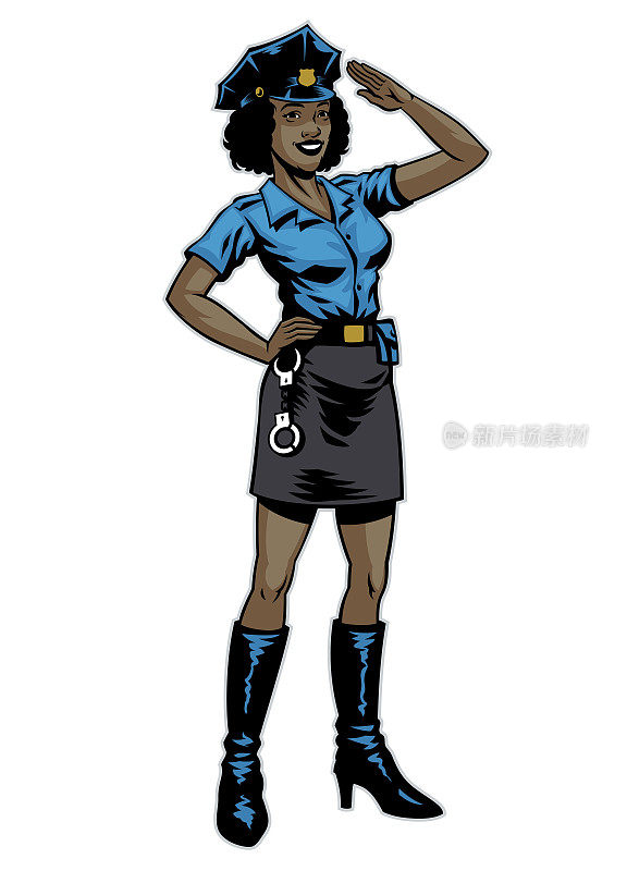 黑人女警察敬礼姿势