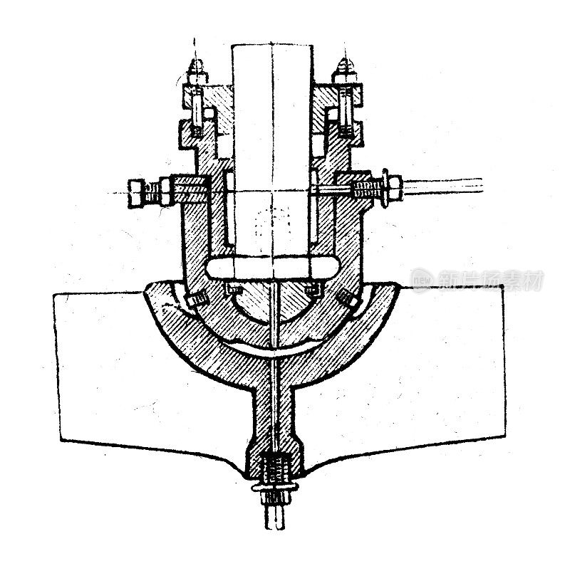古董插图，应用力学和机器:涡轮轴和轴承