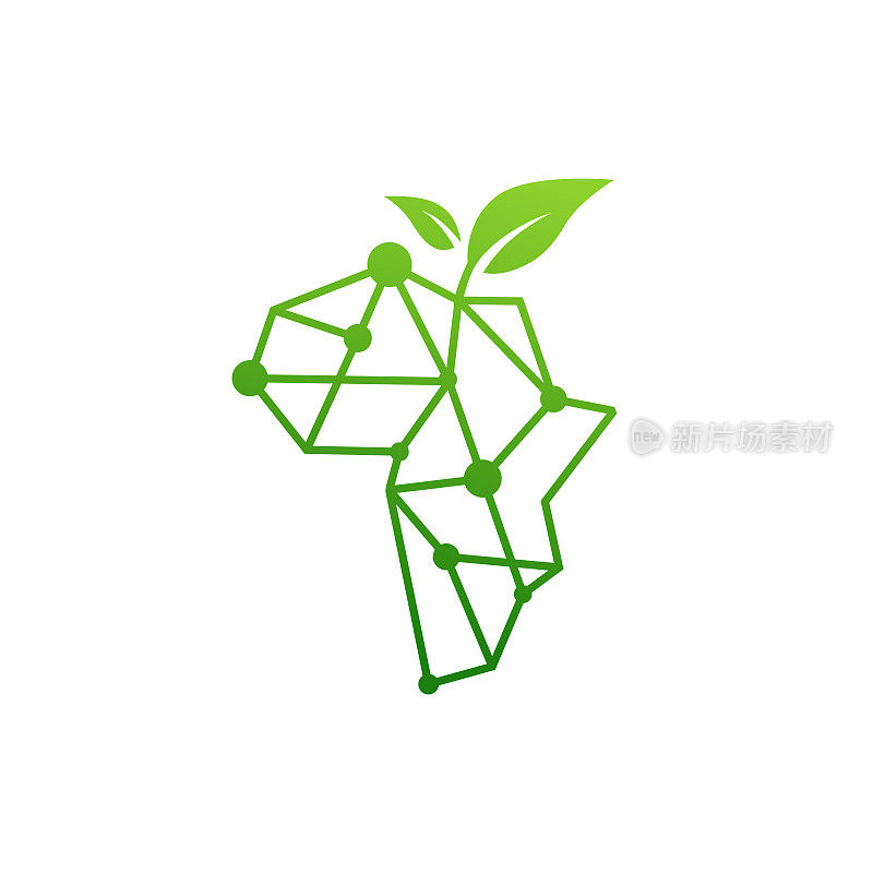 非洲绿叶连接几何矢量图标插图