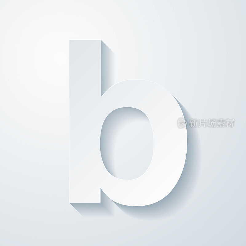 字母b.空白背景上剪纸效果的图标