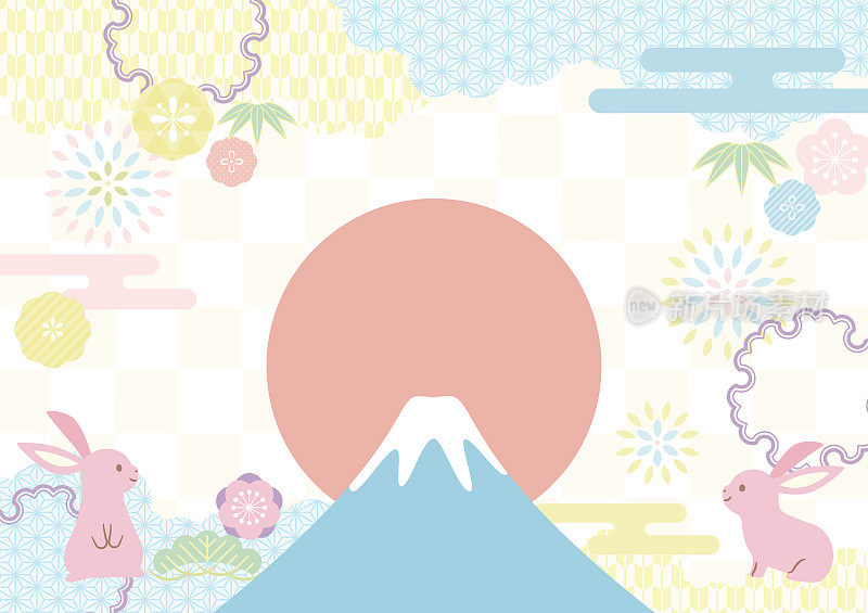 柔和的富士山新年背景