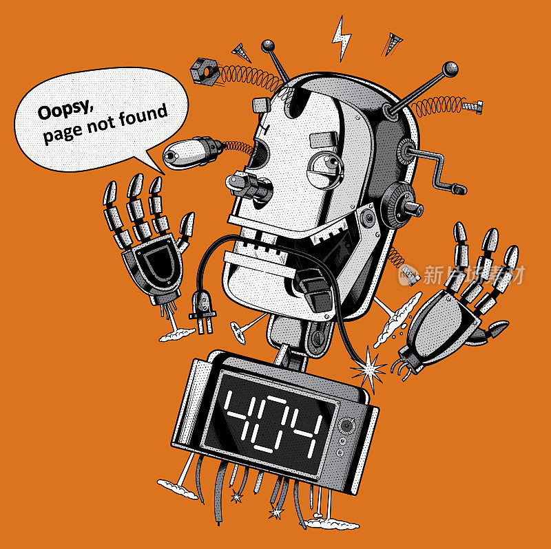 坏掉的机器人错误404页面