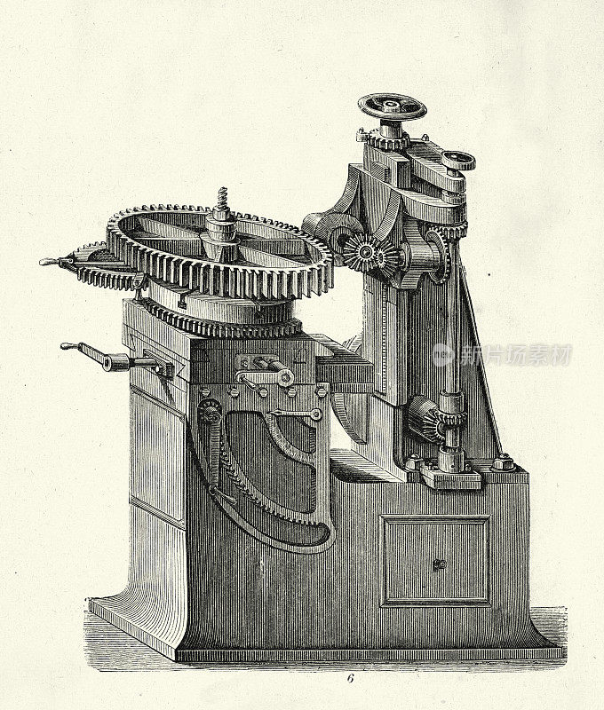 维多利亚时代的工业机械，车轮切割机，1890年代，19世纪
