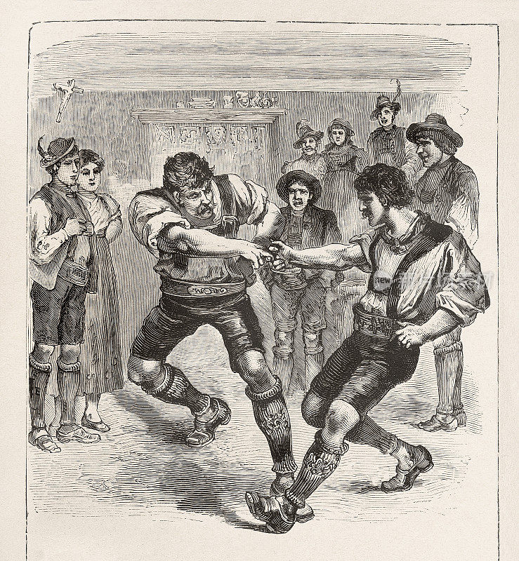 1888年奥地利泰罗尔地区的一种传统娱乐游戏，叫做手指摔跤