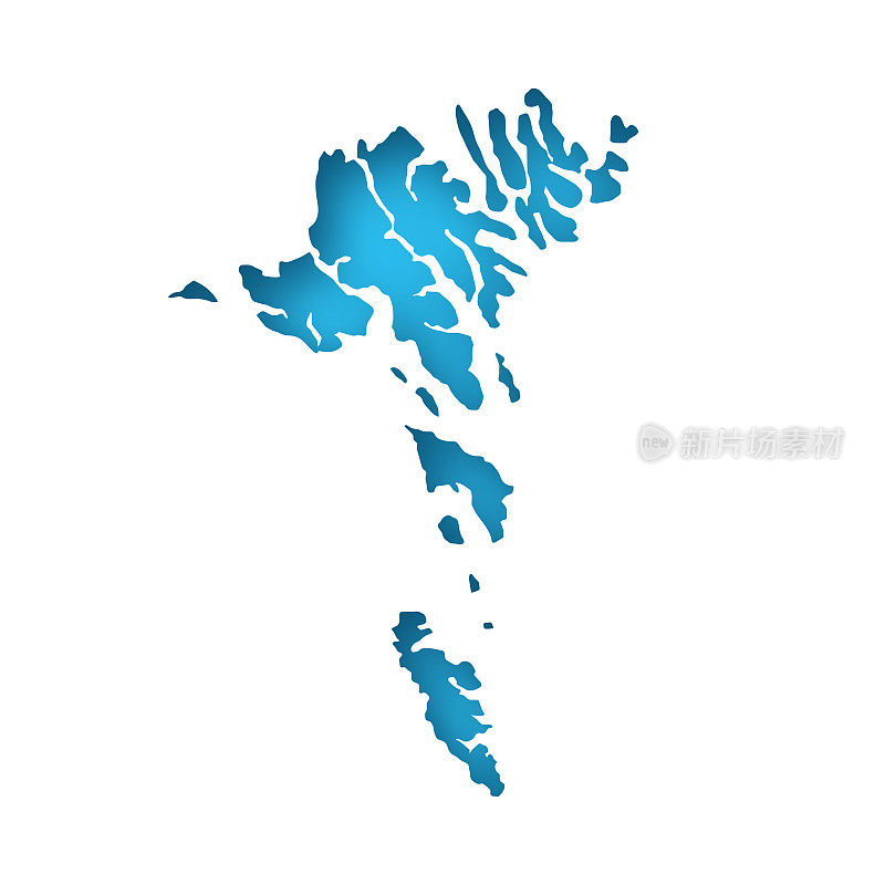 法罗群岛地图-白纸，蓝色背景