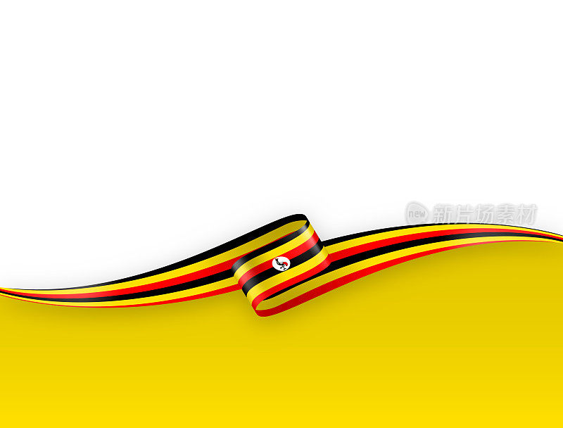 乌干达国旗丝带。乌干达国旗背景上的长条旗。模板。复制空间。矢量股票插图