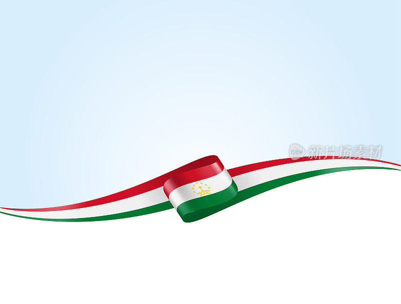 塔吉克斯坦国旗丝带。背景上的塔吉克旗帜。模板。复制空间。矢量股票插图