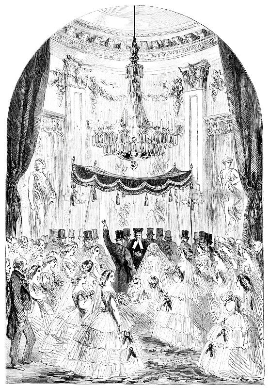 阿方斯・德・罗斯柴尔德男爵和莱奥诺拉・罗斯柴尔德小姐的婚礼仪式，新娘在婚礼上打碎了酒杯