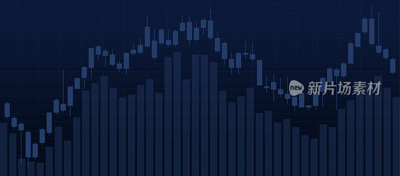 蜡烛图暗背景。股票市场交易观点。看多或看空图。用于业务模板表示的矢量插图