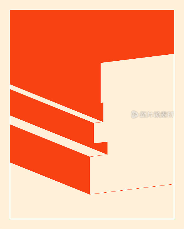 抽象橙色几何图案，极简主义矩形背景为设计
