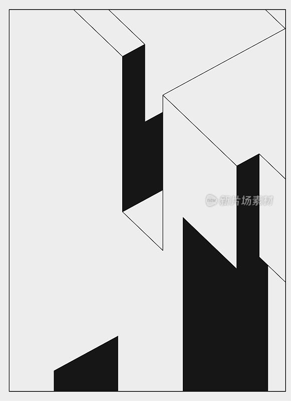 抽象的黑白几何极简主义图案背景