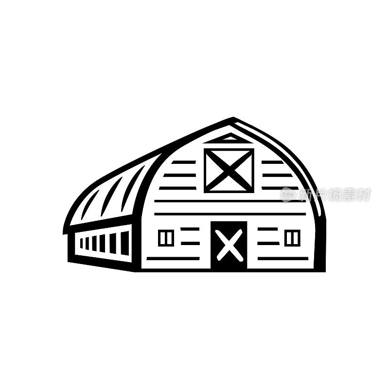 农场房子或谷仓图标。粮食和农产品的储存。
