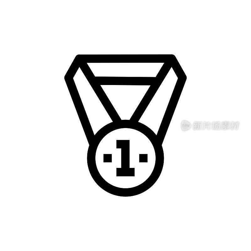 金牌线图标,设计,像素完美,可编辑笔触。标志、标志、符号。胜利、成功、奖杯、奖项。