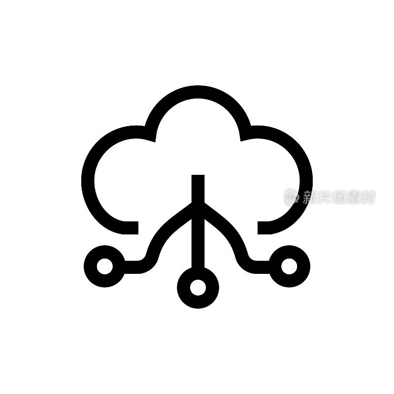 云网络线图标,设计,像素完美,可编辑笔触。标志、标志、符号。云计算,云技术,云服务。