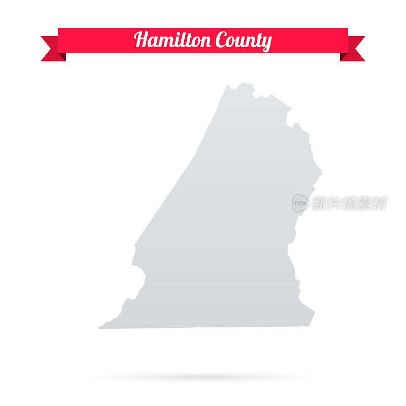 汉密尔顿县，田纳西州。白底红旗地图