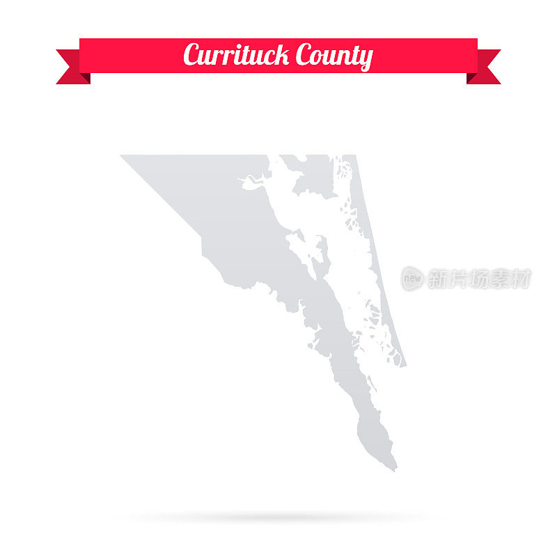 北卡罗莱纳州的库里塔克县。白底红旗地图
