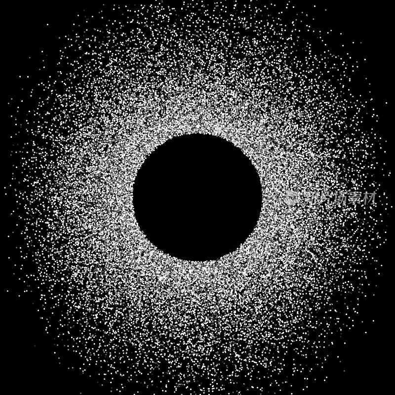 灰白色的小颗粒散布在圆形复制空间周围