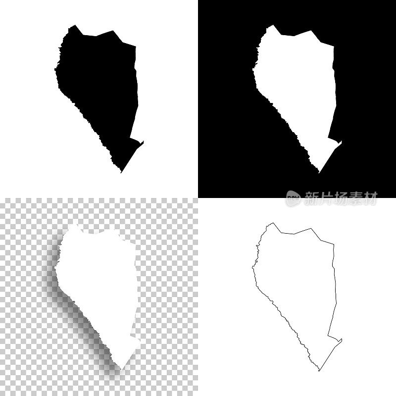 北卡罗来纳州的桑普森县。设计地图。空白，白色和黑色背景