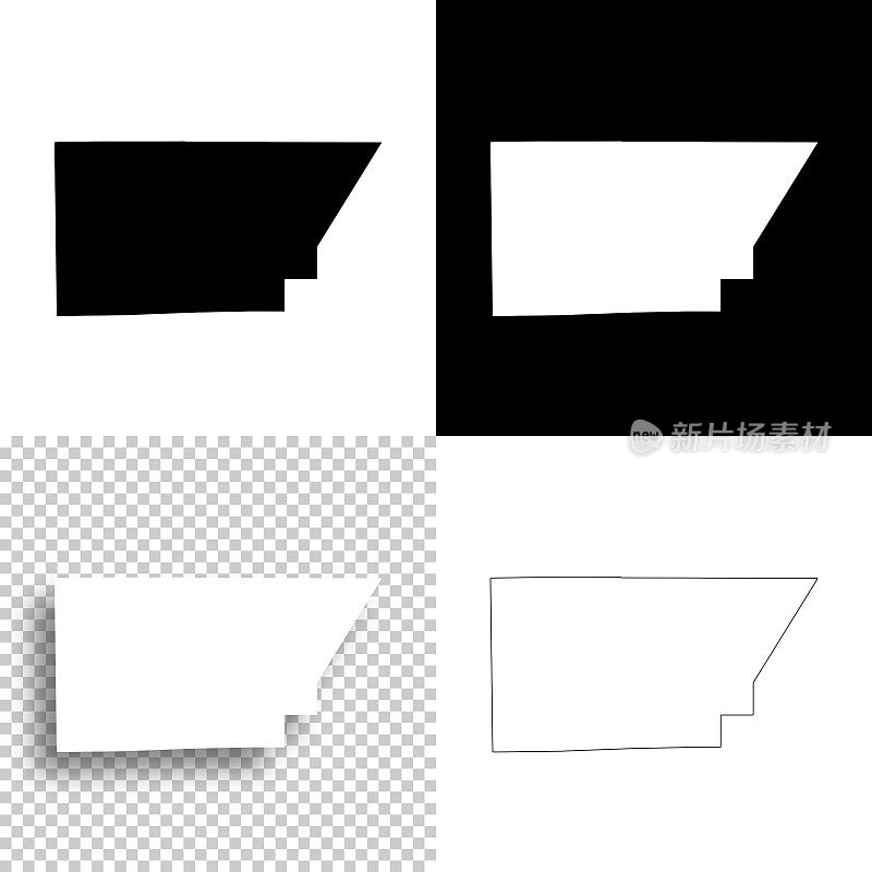 伊利诺伊州德威特县。设计地图。空白，白色和黑色背景