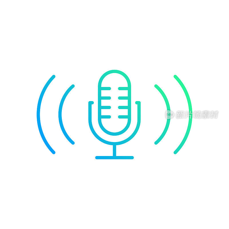 播客渐变线图标。Icon适用于网页设计、移动应用、UI、UX和GUI设计。